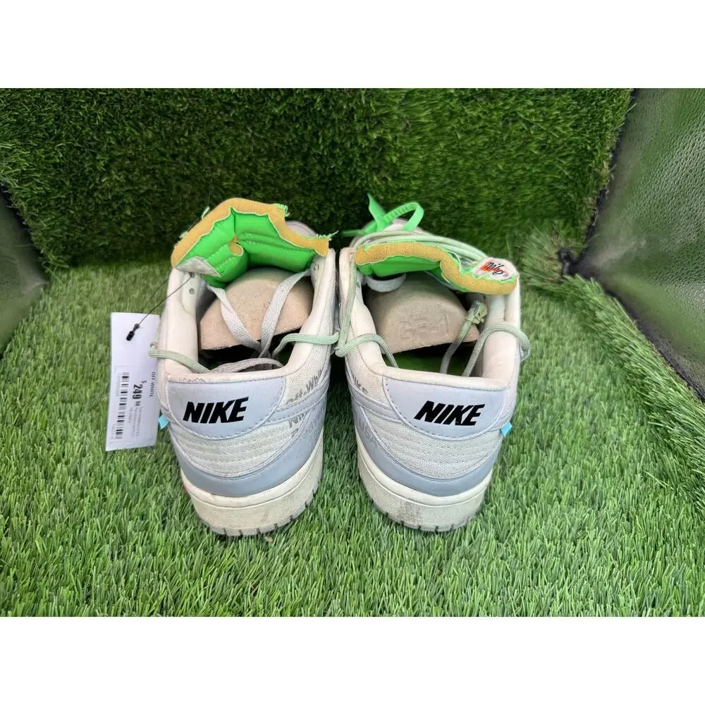 Nike X Off-White Dunk Low DM1602-108 Athletic Sneaker Mens 9.5 White Leather Gym